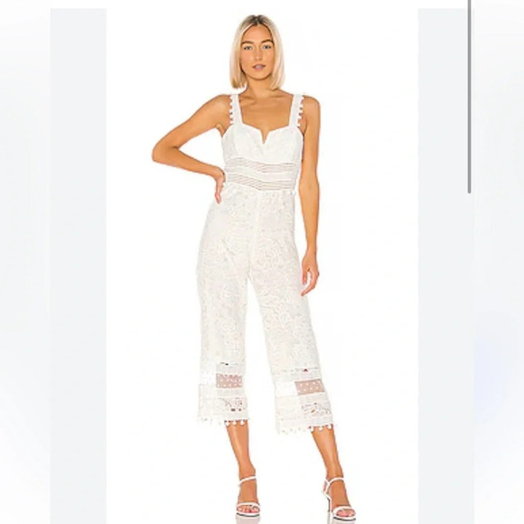 SAYLOR "Gabi" White Lace Crop Jumpsuit Size S - Picture 1 of 10